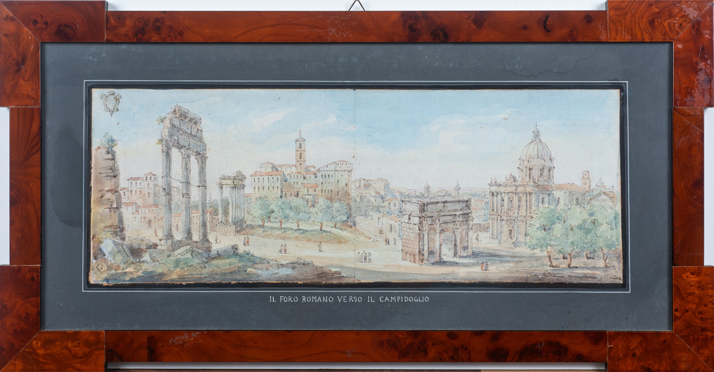 Tre acquerelli raffiguranti vedute di Roma