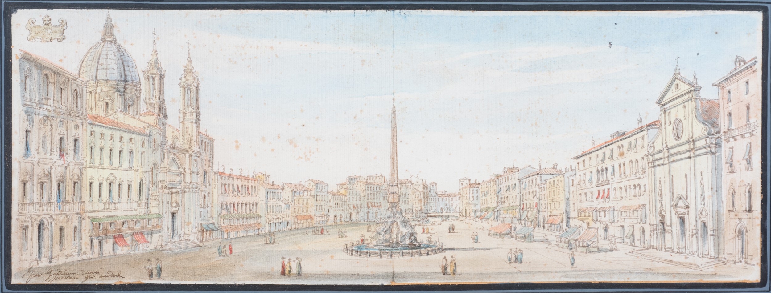 Tre acquerelli raffiguranti vedute di Roma