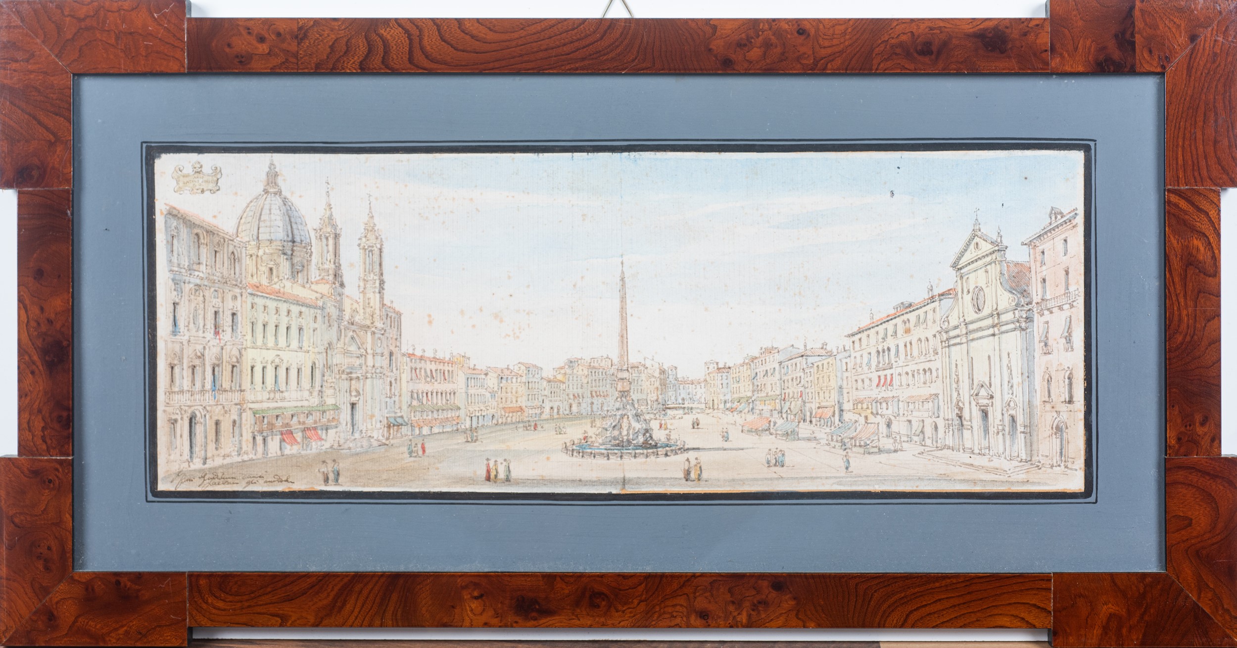 Tre acquerelli raffiguranti vedute di Roma