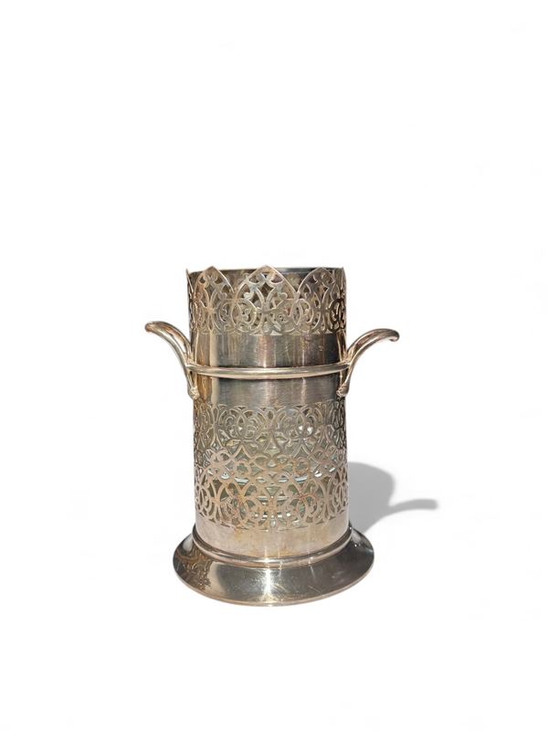 Portabottiglia in metallo argentato