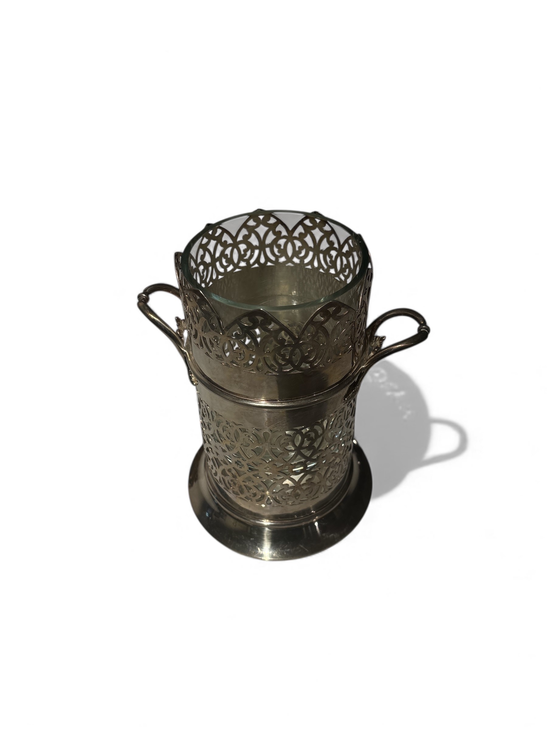 Portabottiglia in metallo argentato