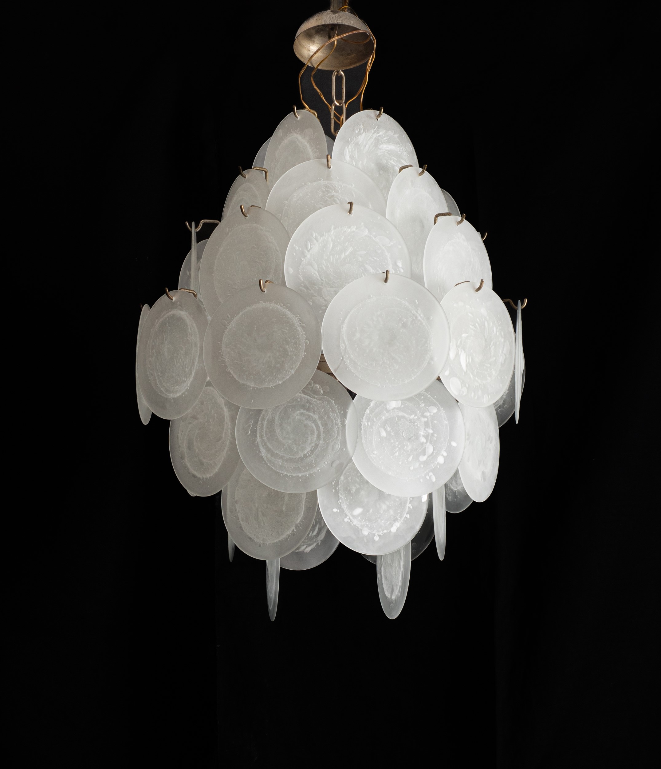 Gino Vistosi - Lampadario a sospensione in acciaio e vetro di Murano
