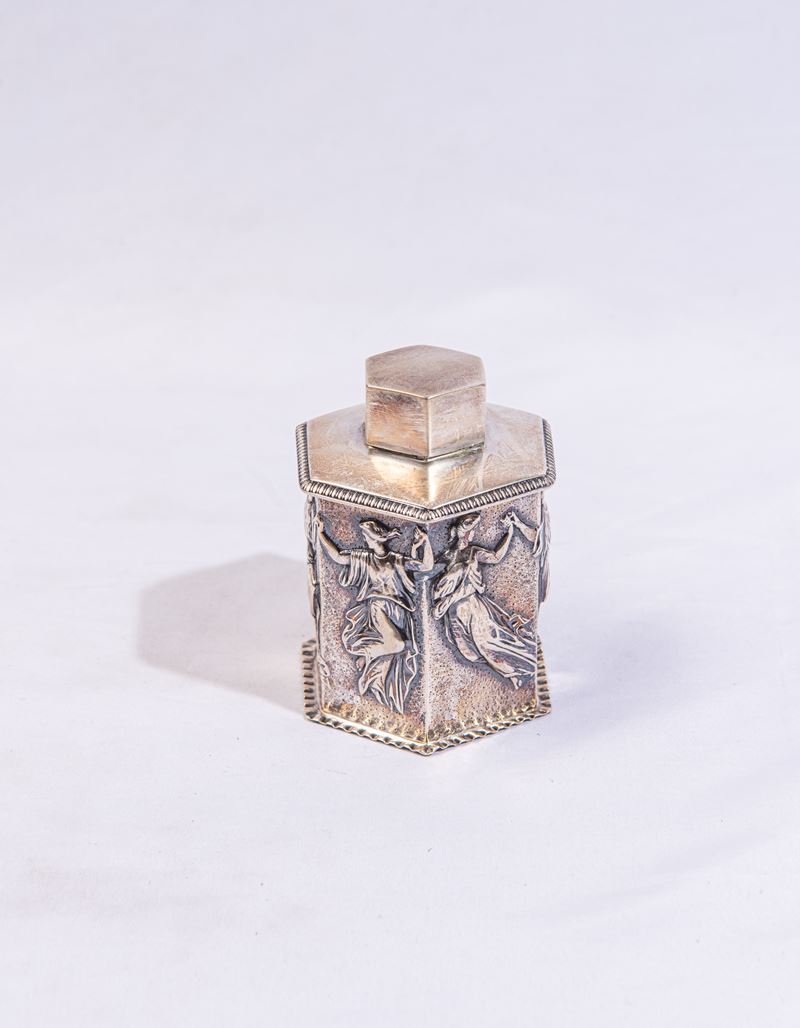 Scatola porta thè in argento