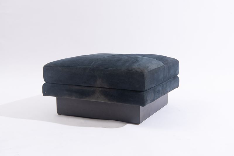 Willy Rizzo - Pouf in legno e tessuto