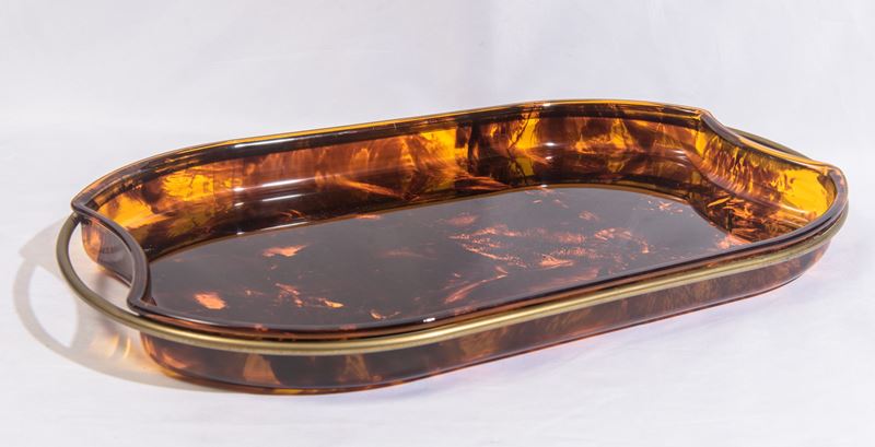 Guzzini, Vassoio in lucite e bronzo