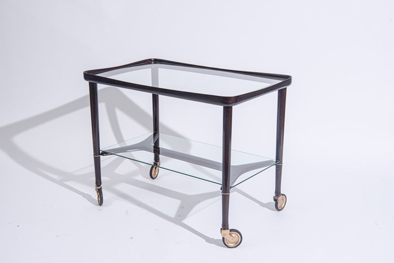 Ico Parisi - Carrello, mod. '48' - Legno e vetro molato