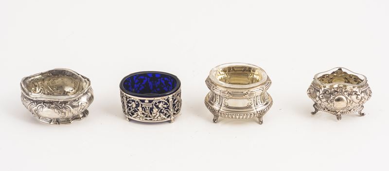 Quattro saliere in argento