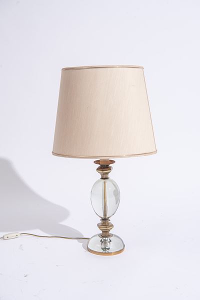Lampada da tavolo in ottone e vetro di Murano
