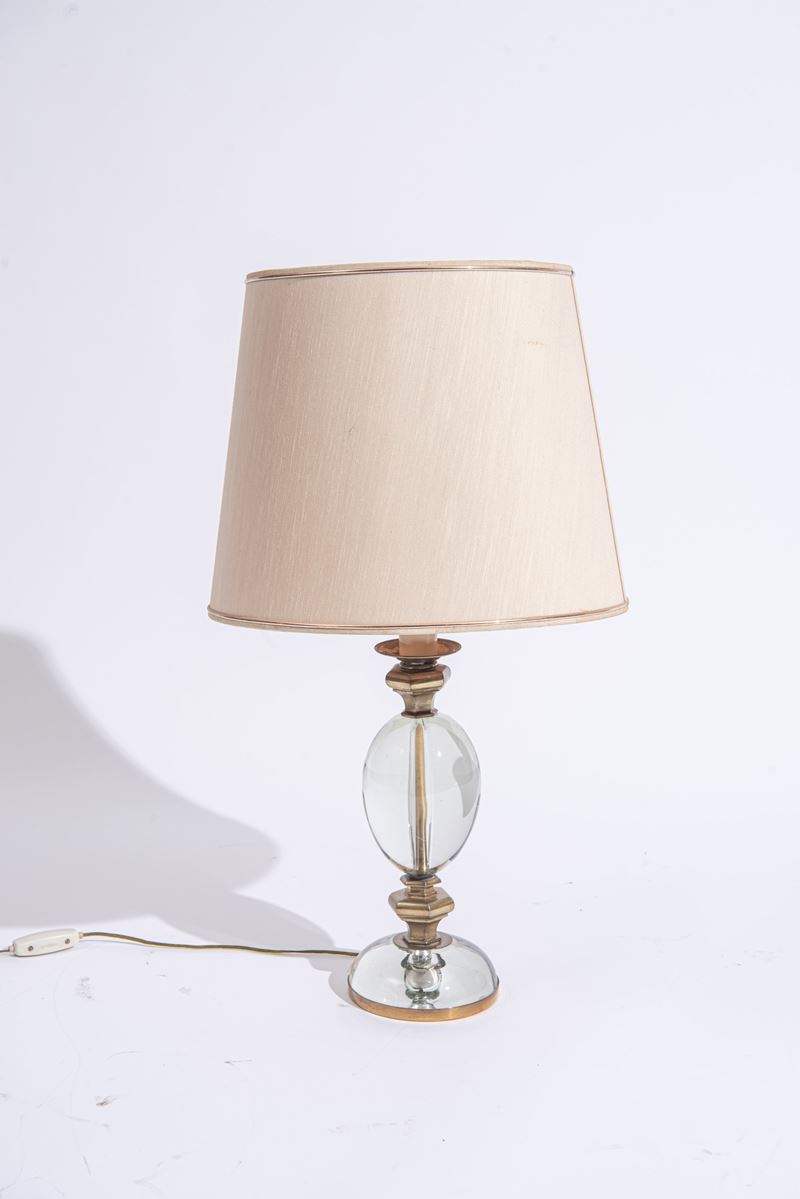 Gabriella Crespi - Lampada da tavolo in ottone e vetro di Murano