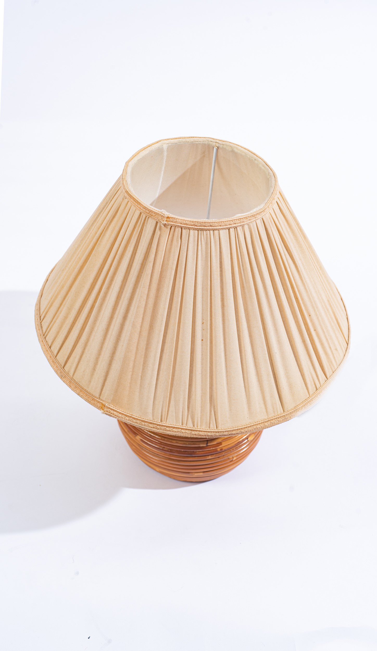 Gabriella Crespi - Lampada da tavolo in ottone e vimini