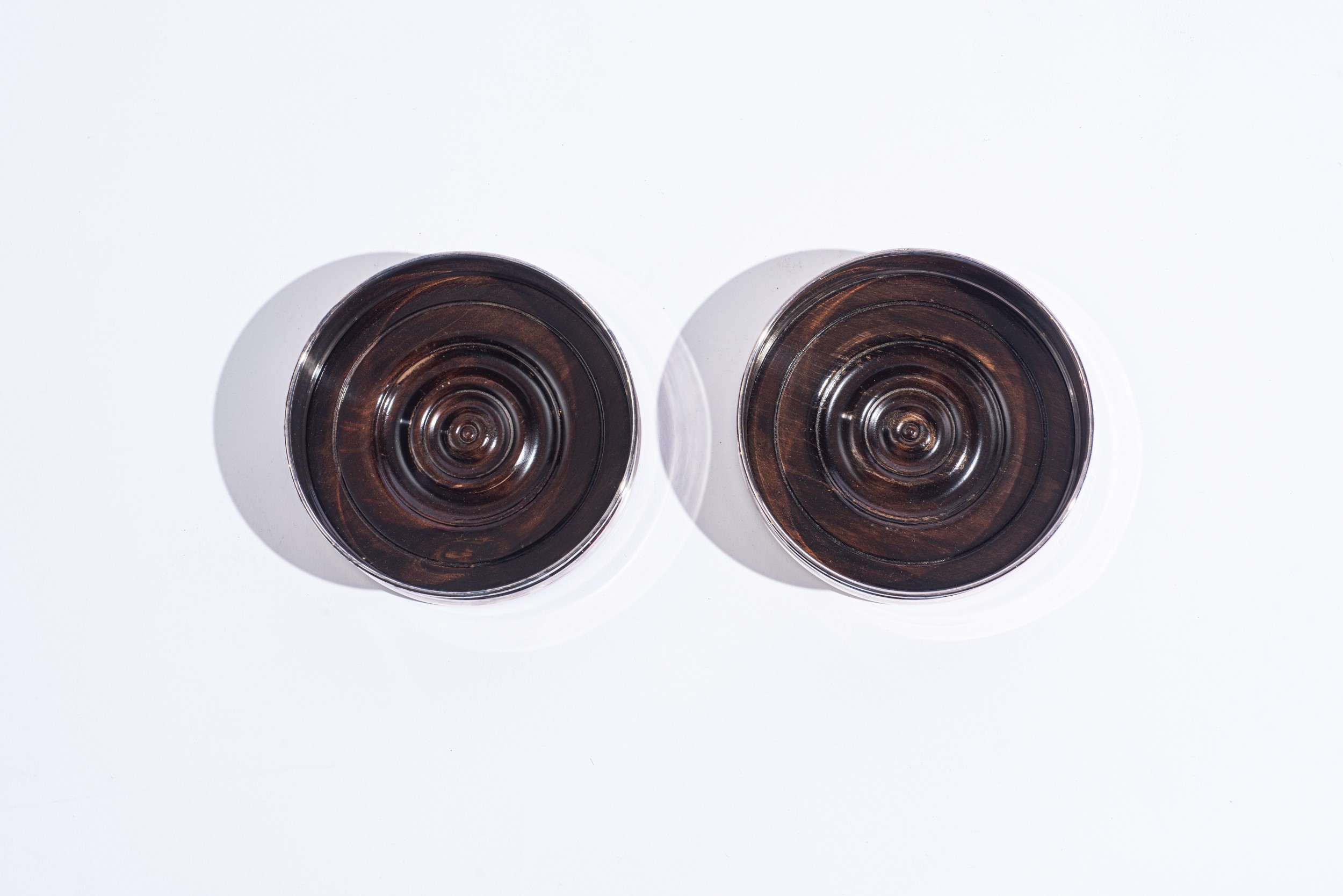 Coppia di portabottiglie in argento e radica - Pampaloni Firenze