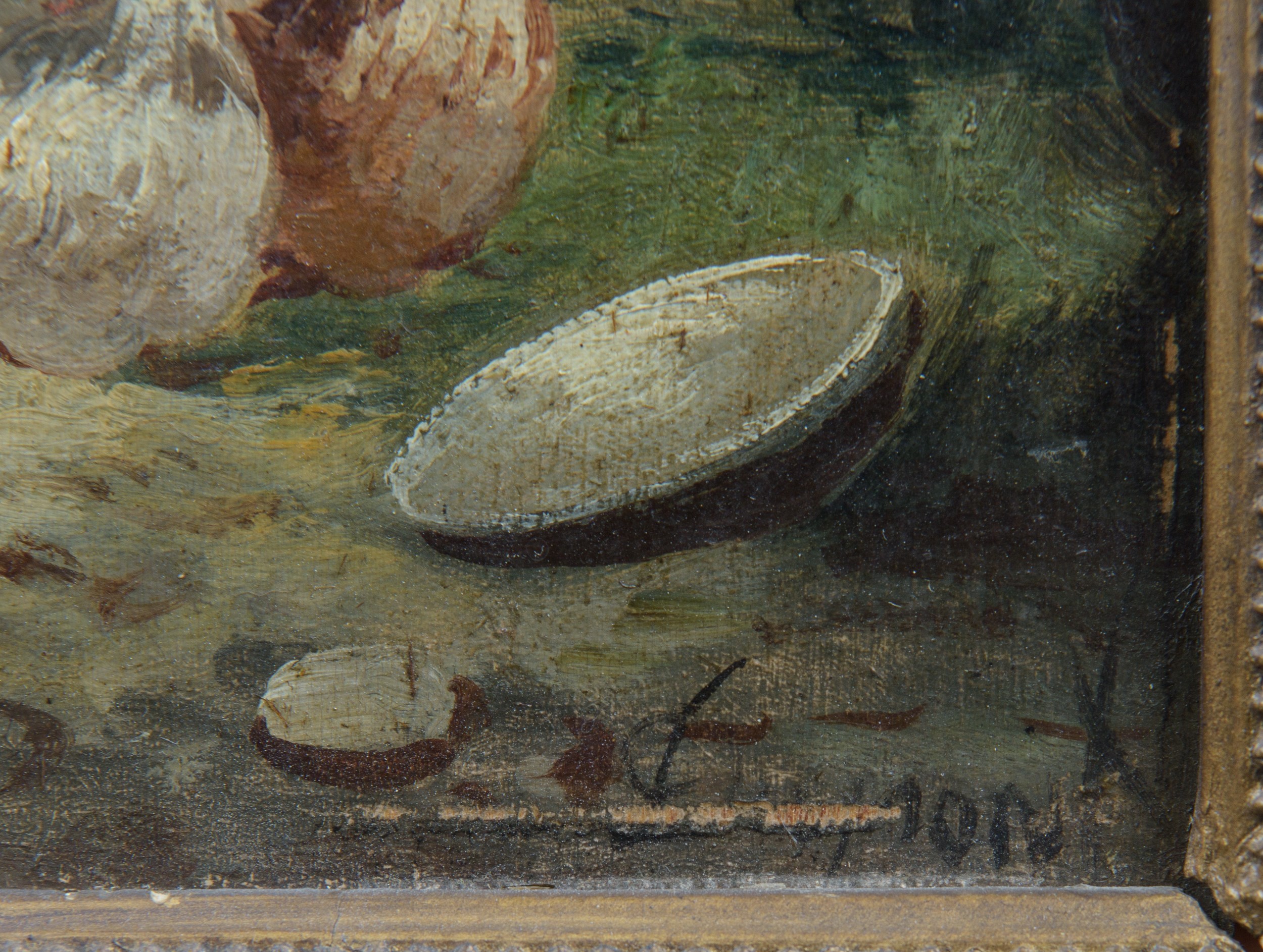 Fine XIX secolo, Pollai, olio su tavoletta