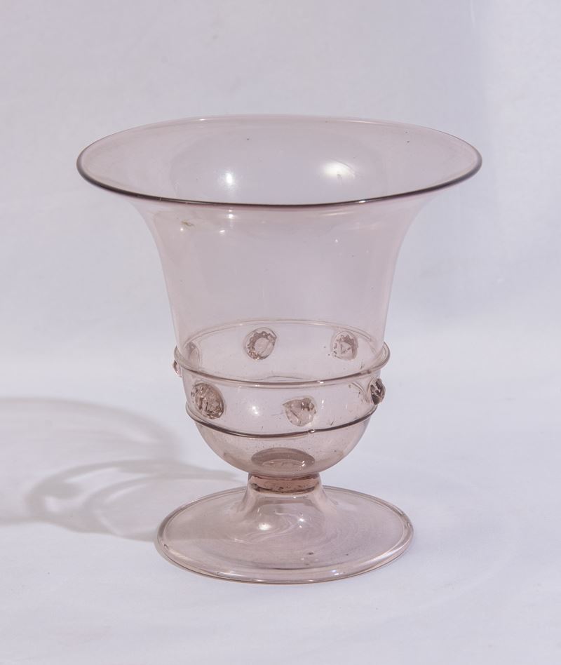 Giacomo Cappellin - Vaso in vetro soffiato di Murano, ciclamino