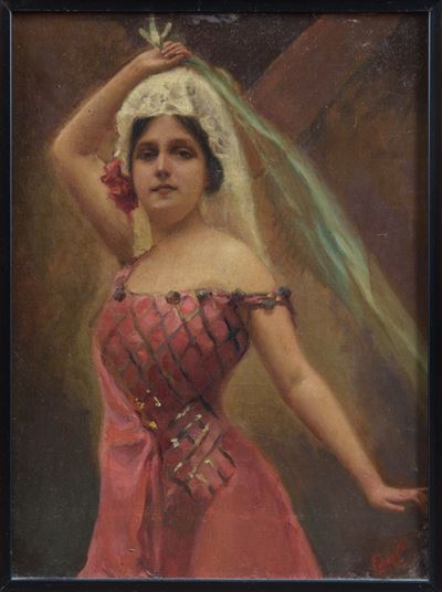 Ritratto di danzatrice, olio su tavoletta