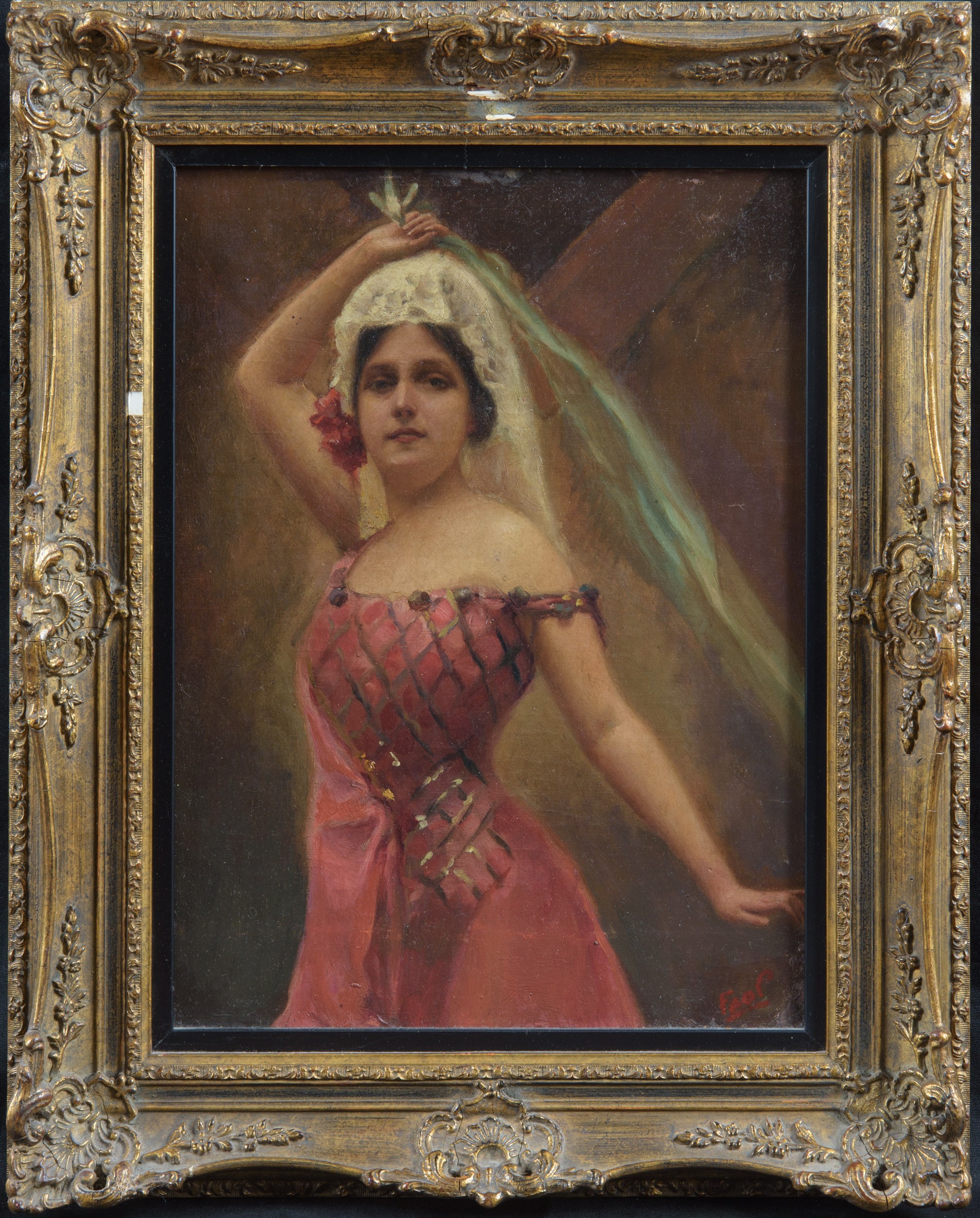 Ritratto di danzatrice, olio su tavoletta