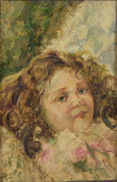 Volto di fanciulla, olio su tela