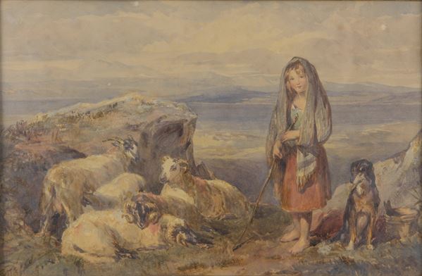 Giuseppe Palizzi - Contadinella con armenti e cane