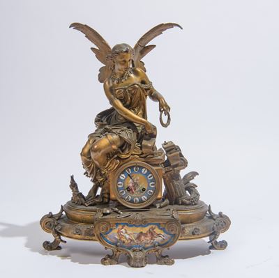 Francia, Napoleone III, Grande orologio da camino in antimonio e porcellana