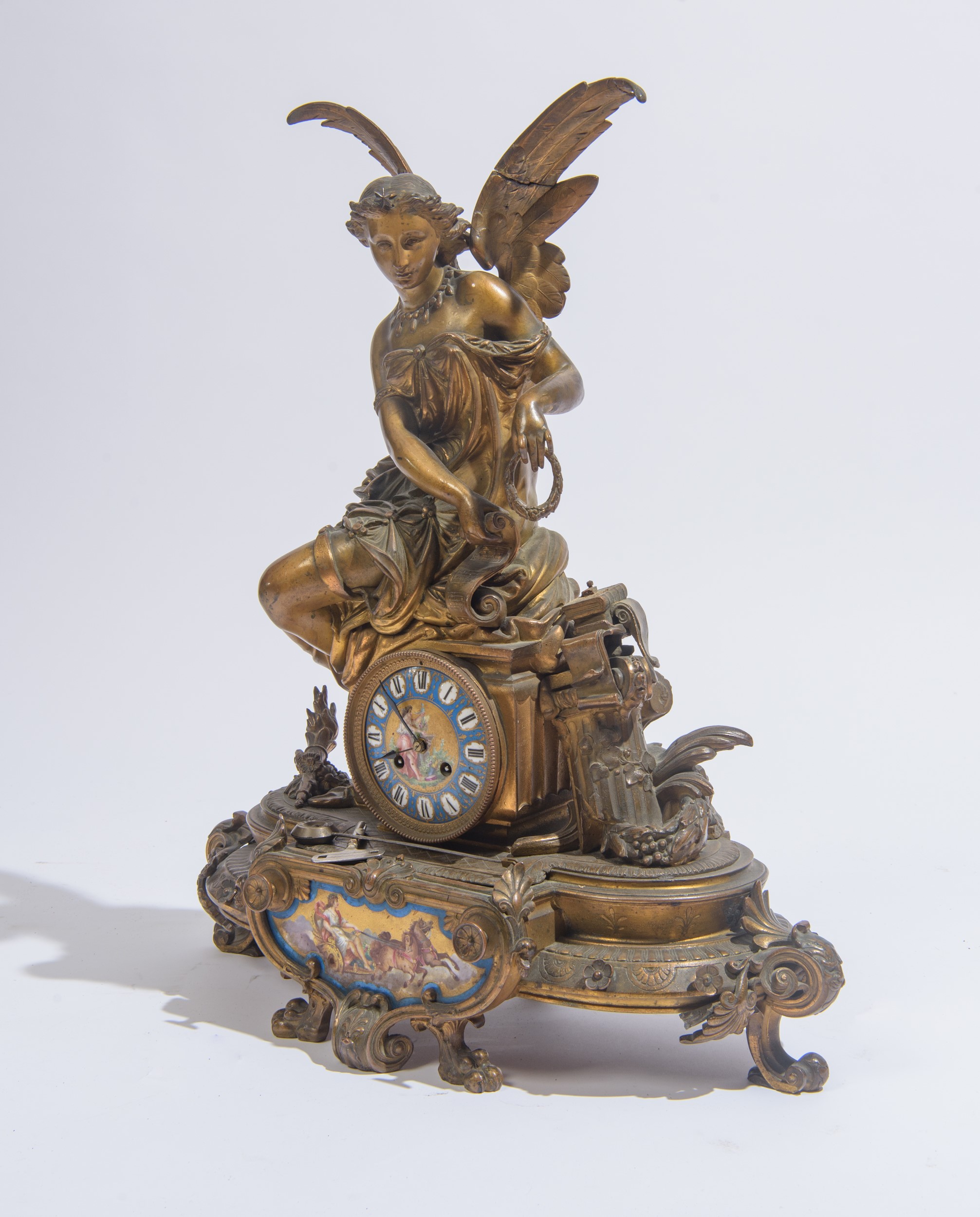Francia, Napoleone III, Grande orologio da camino in antimonio e porcellana