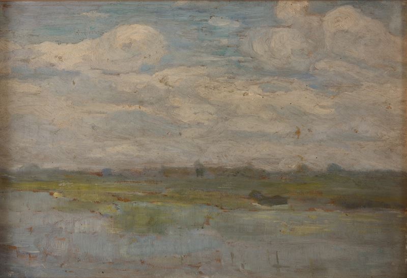 Guglielmo Ciardi - Paesaggio, olio su tavola