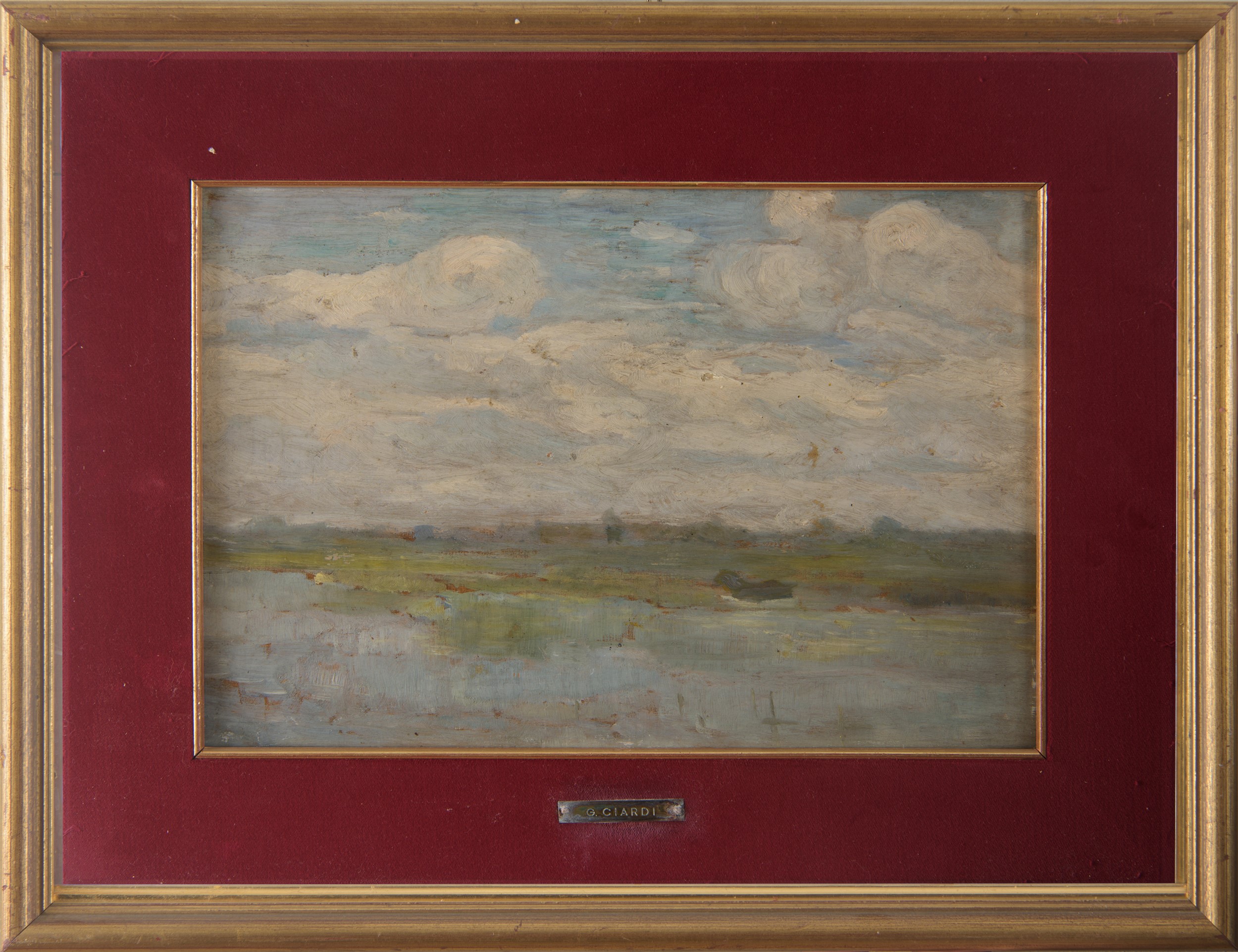 Guglielmo Ciardi - Paesaggio, olio su tavola