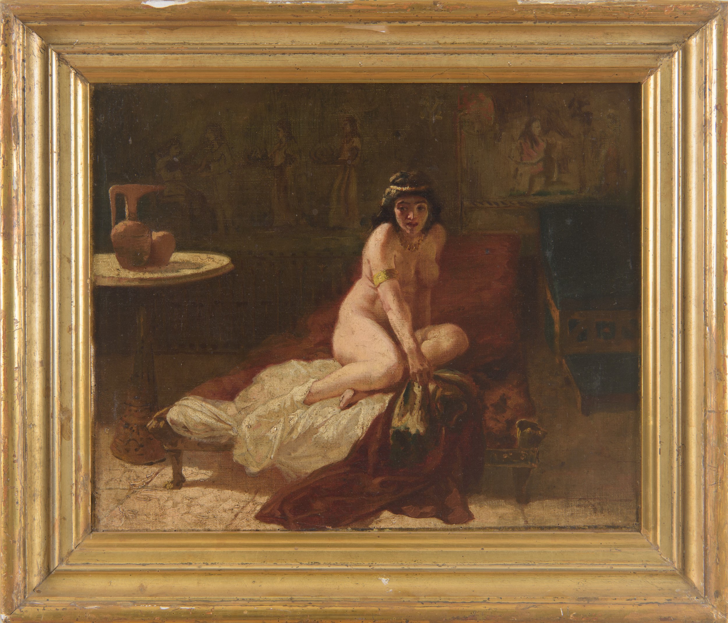 Paolo Vetri - Scena d'interno con odalisca, olio su tela