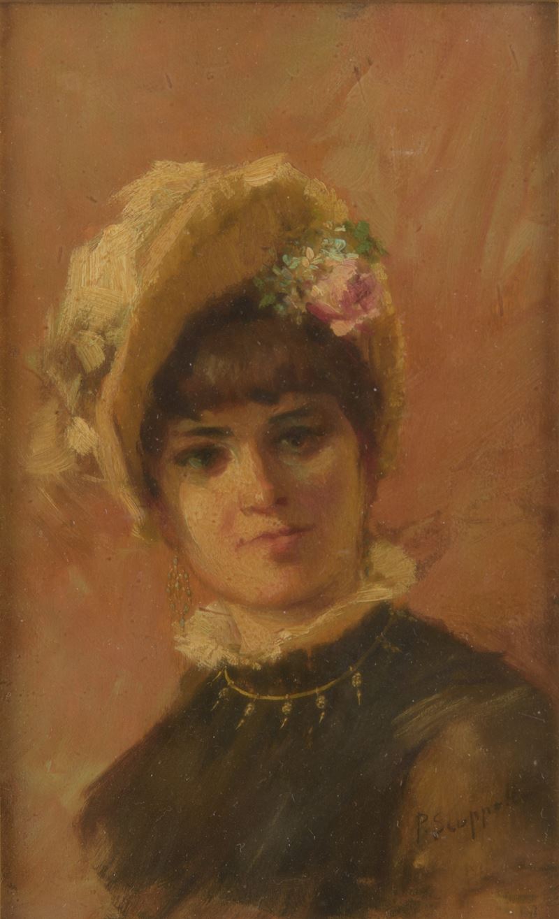 Pietro Scoppetta - Ritratto di fanciulla, olio su tavola