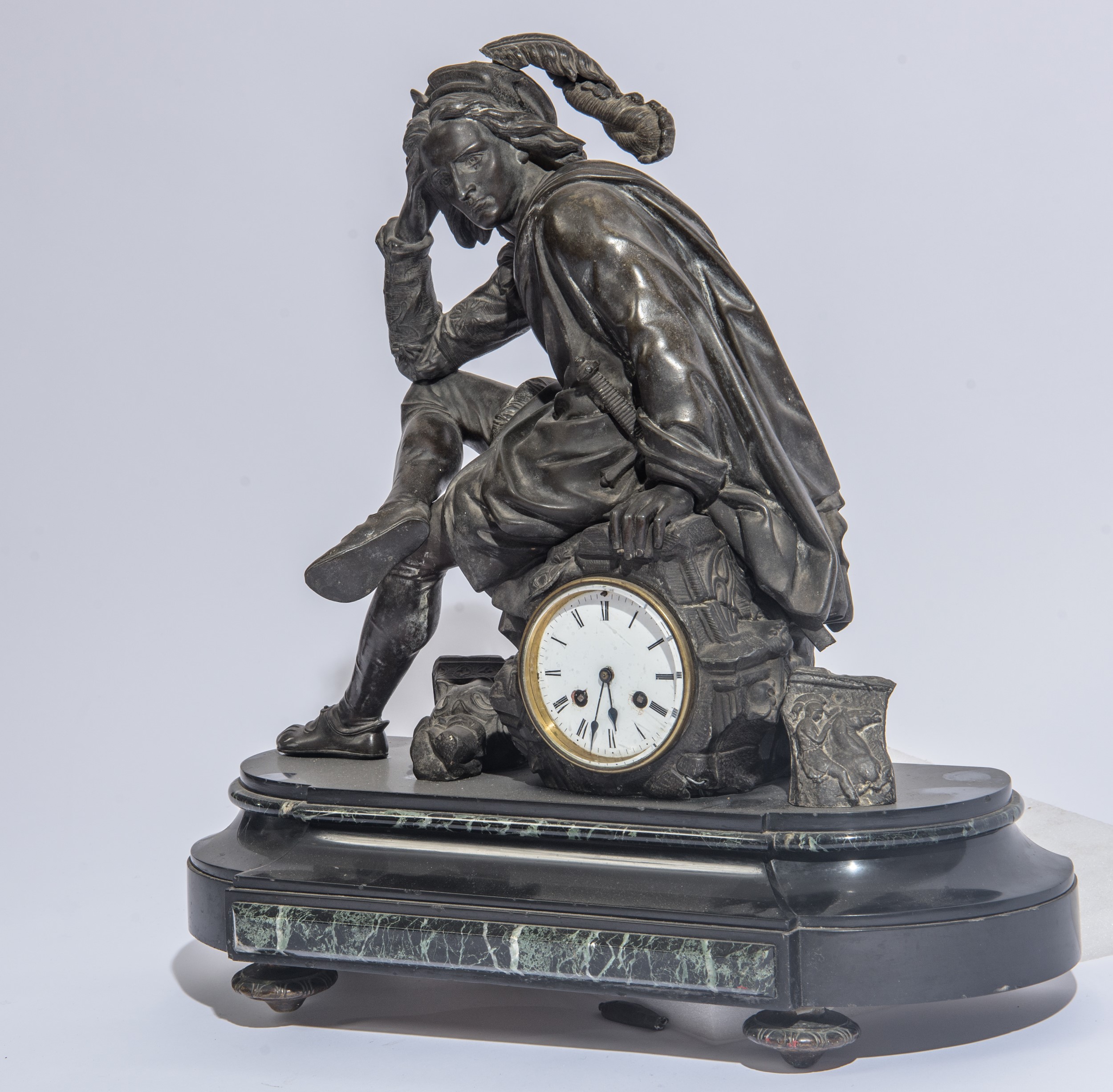 Francia, Napoleone III, Grande orologio con scultura in bronzo raffigurante Amleto