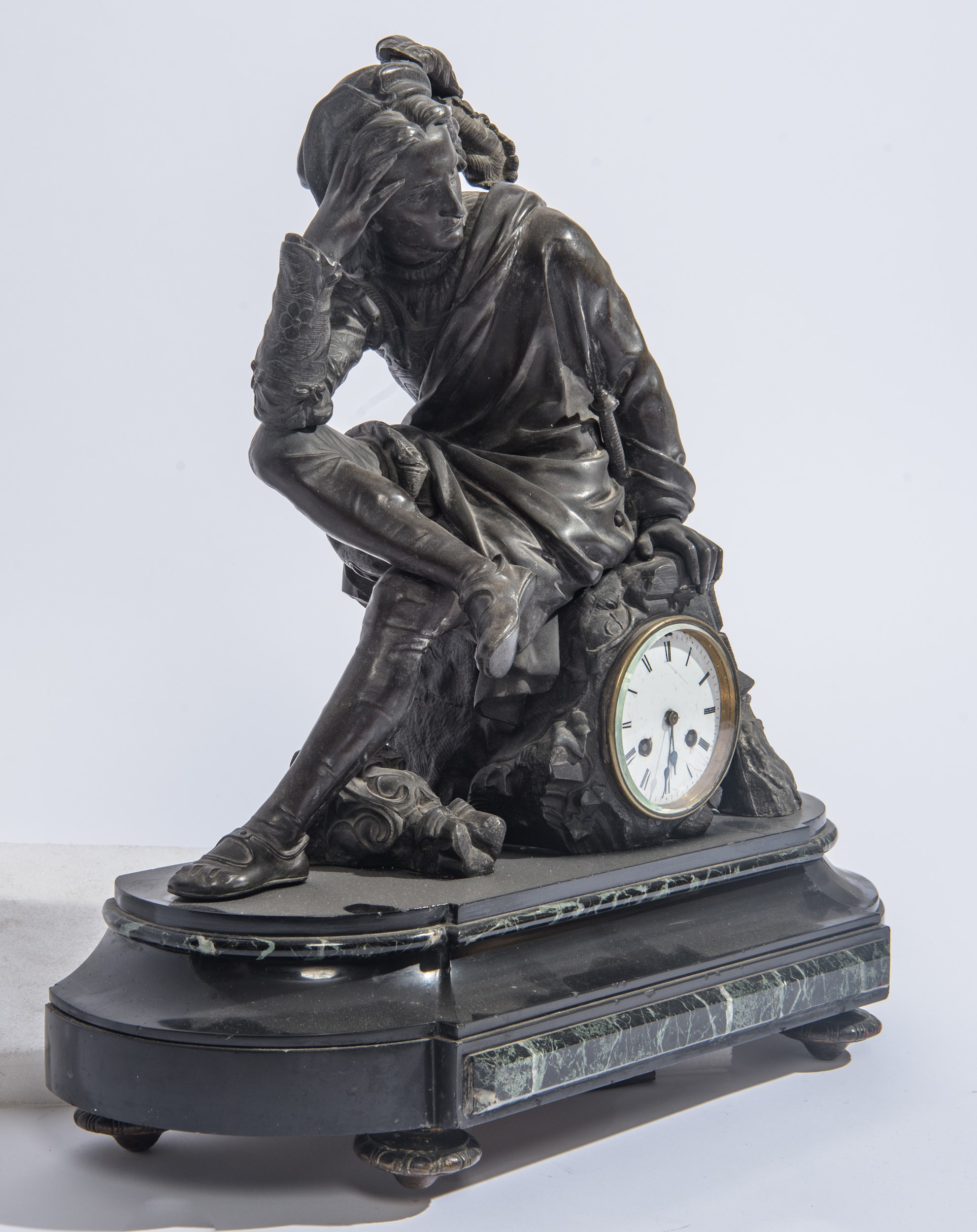 Francia, Napoleone III, Grande orologio con scultura in bronzo raffigurante Amleto