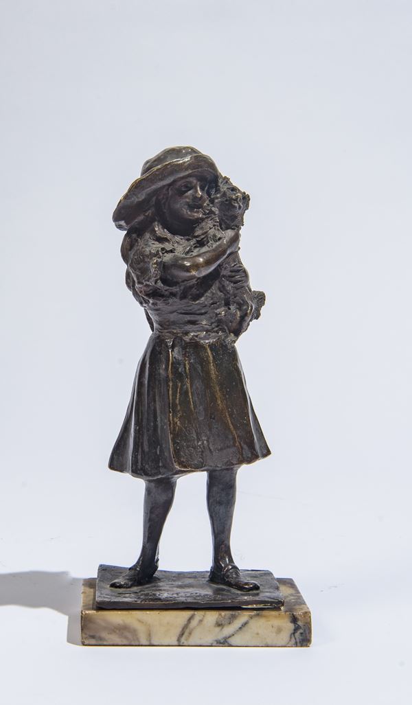 Enrico Tadolini - Bambina con cagnolino