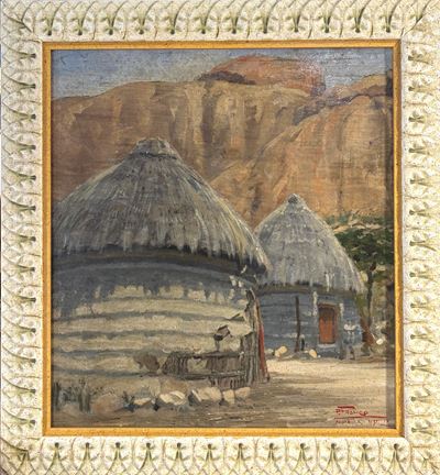 Villaggio Somalo, olio su tavoletta (1931)