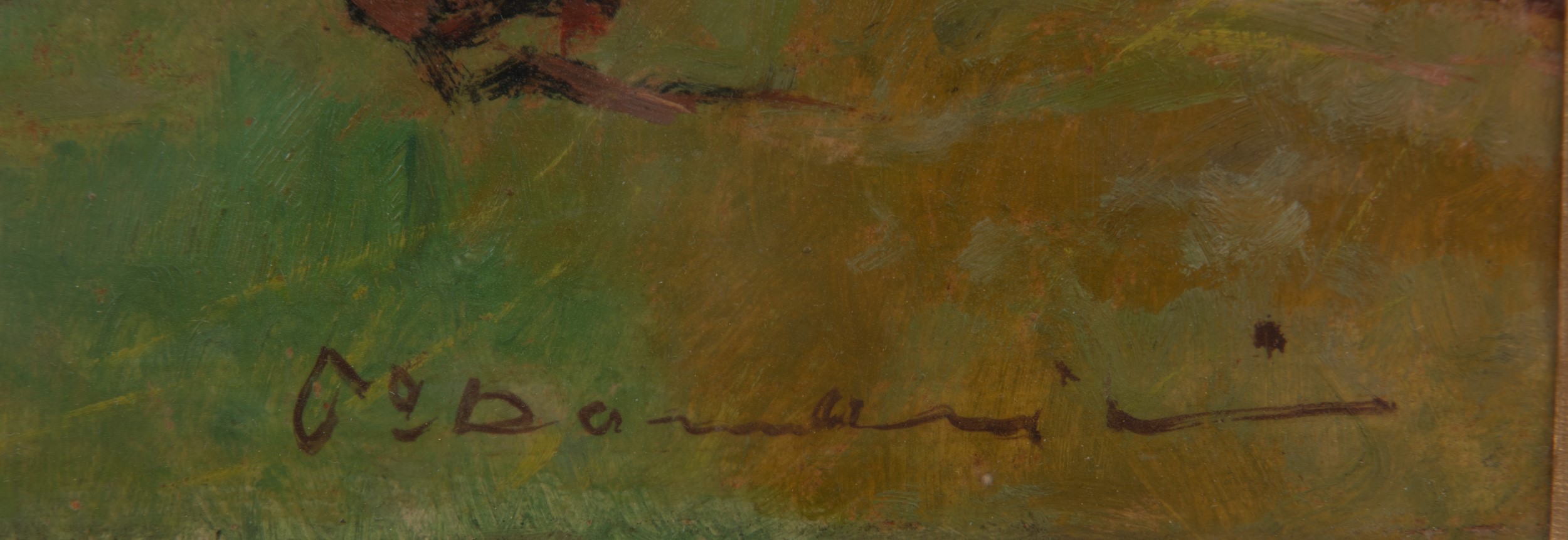 Carlo Domenici - Paesaggio maremmano, olio su tavoletta