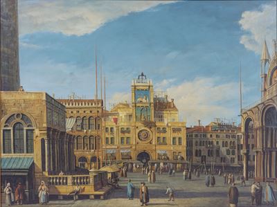La Piazzetta verso la Torre dell’Orologio, olio su tela