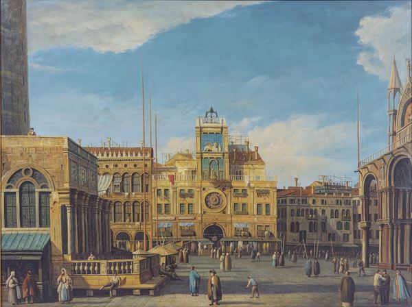 Antonio Giovanni  Canal Canaletto - La Piazzetta verso la Torre dell'Orologio