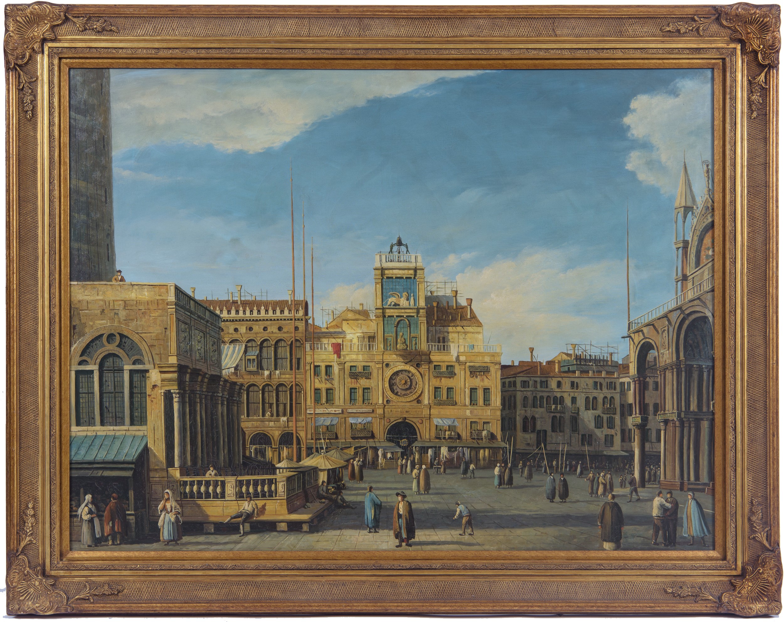 Antonio Giovanni Canal Canaletto - La Piazzetta verso la Torre dell’Orologio, olio su tela