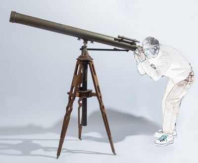 Telescopio/cannocchiale nautico, ottone e legno, fine XIX - inizio XX secolo