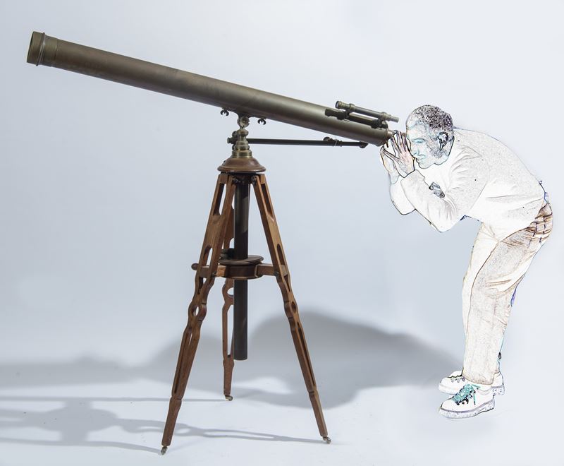 Telescopio/cannocchiale nautico, ottone e legno, fine XIX - inizio XX secolo
