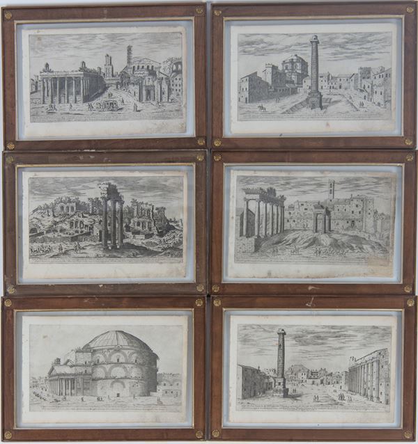 Etienne Dupérac - Dodici incisioni tratte da "Vestigi dell'Antichitá di Roma Raccolti et Ritratti in Perspettiva con Ogni Diligentia da Stefano Du Perac Parisino".