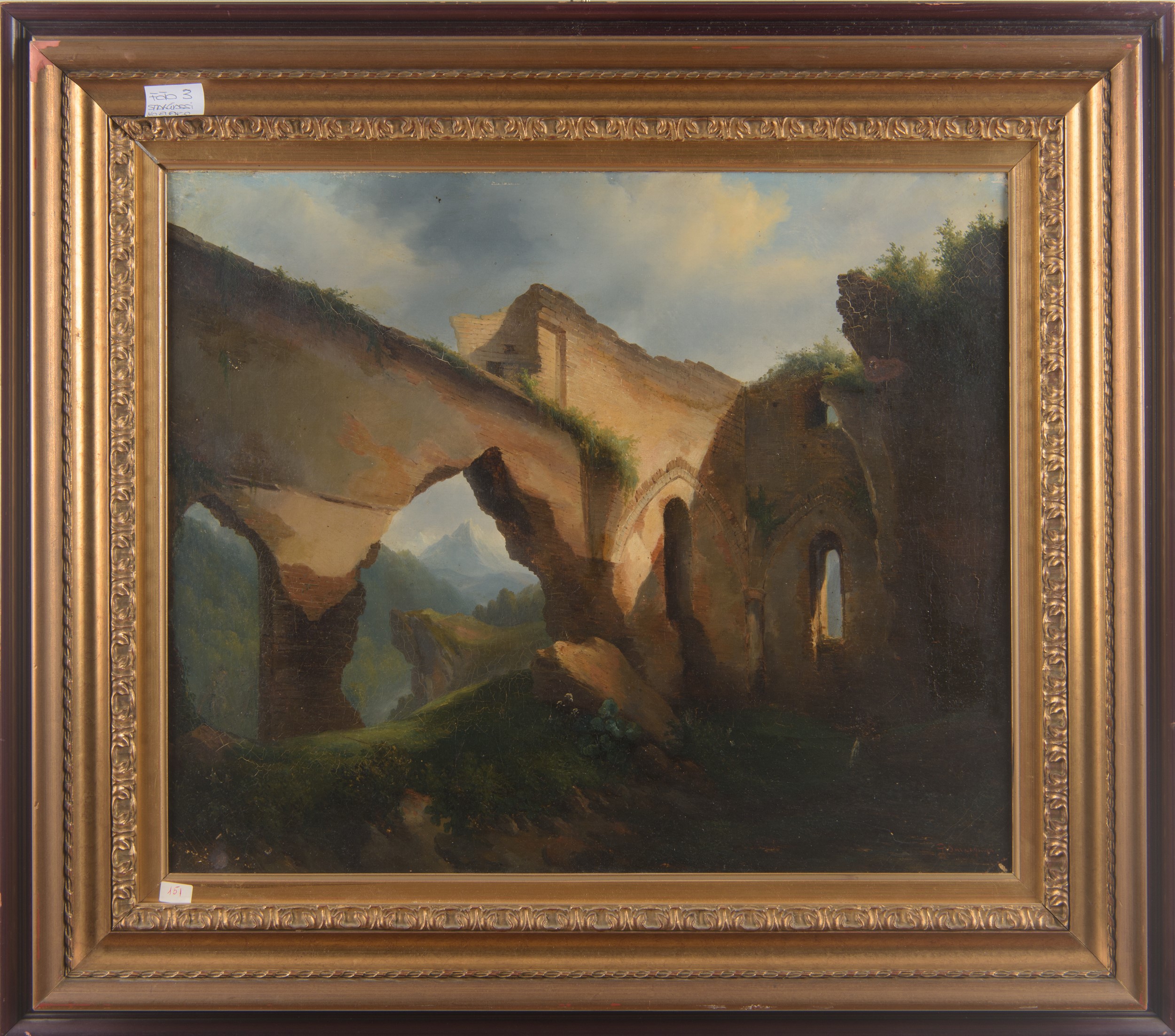Gabriele Smargiassi - Paesaggio con rovine, olio su tela