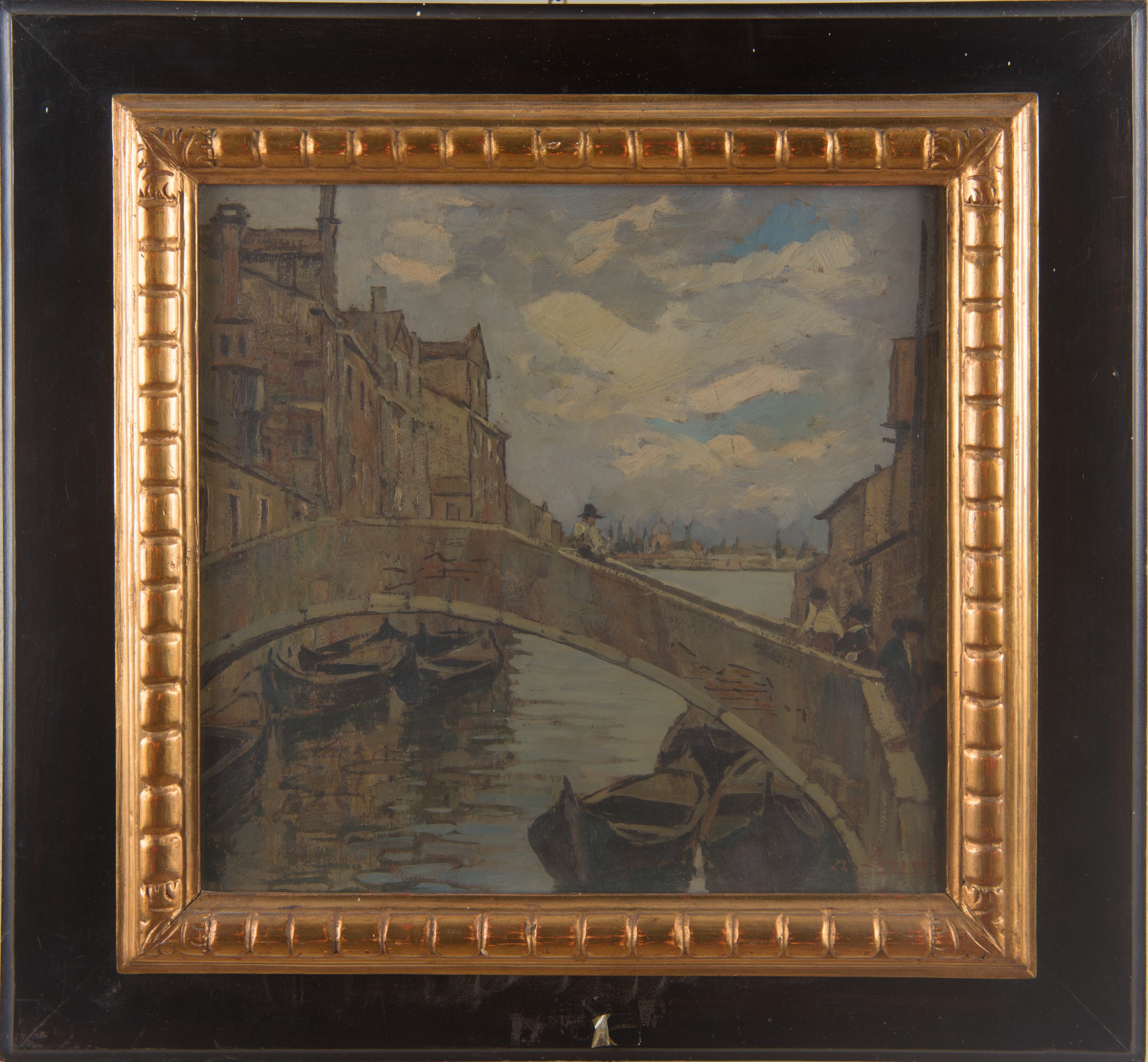 Giovanni Lomi - Venezia - Nei pressi delle Fondamenta Nuove, olio su cartoncino