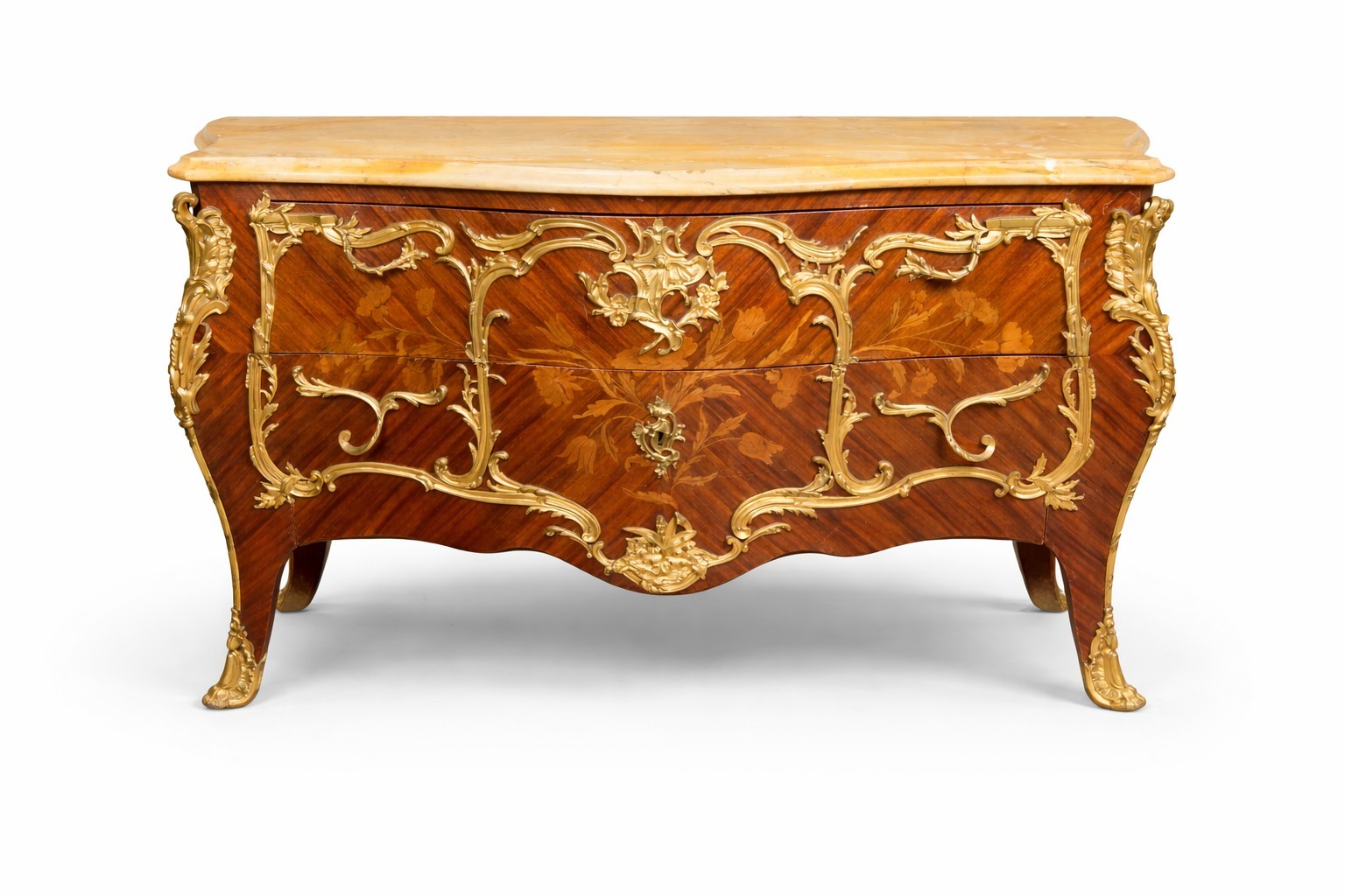Francia, Napoleone III (fine XIX secolo), Grande commode in ebano rosa con intarsi e piano in mar...