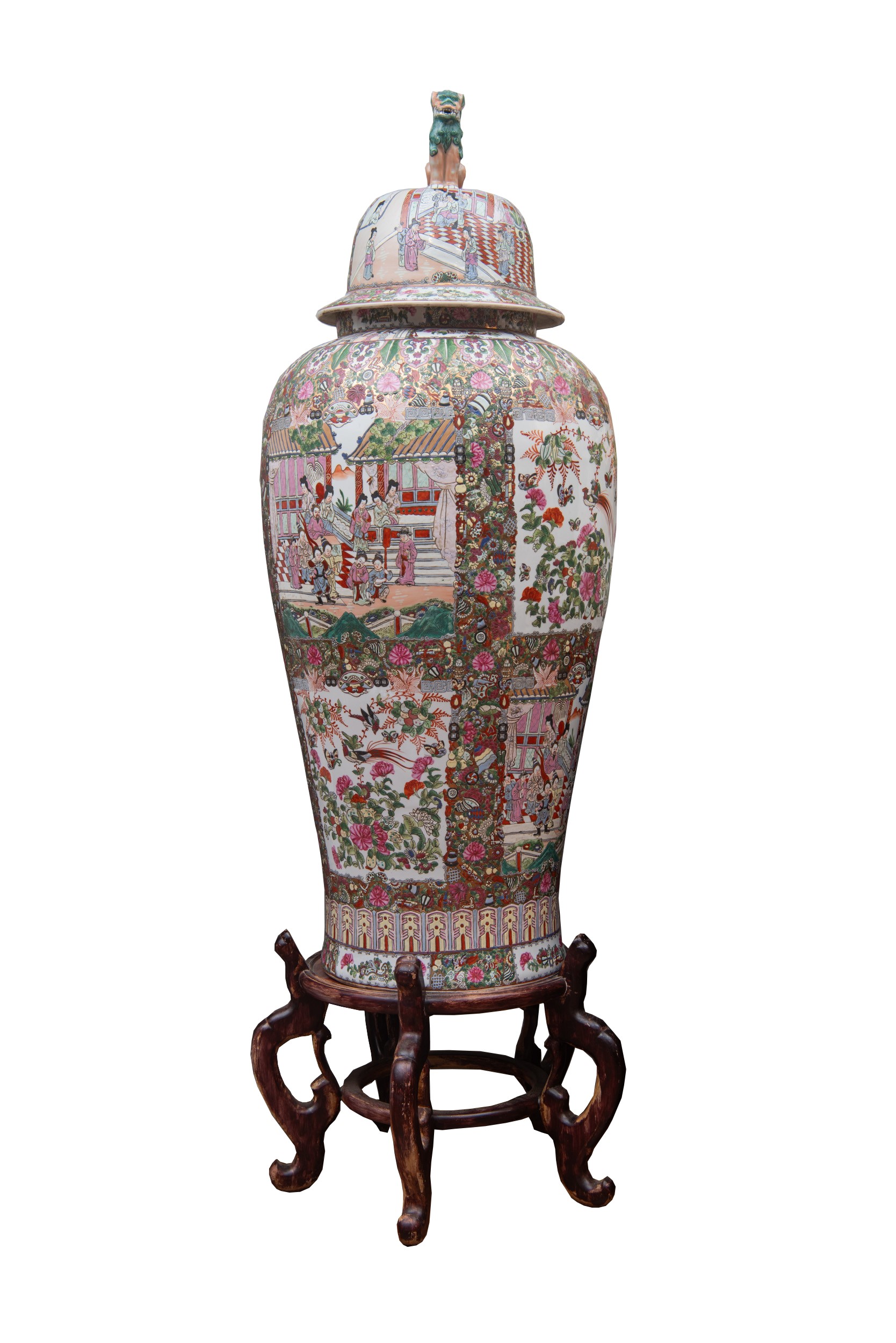 Vaso con coperchio, porcellana policroma, Cina, Dinastia Qing