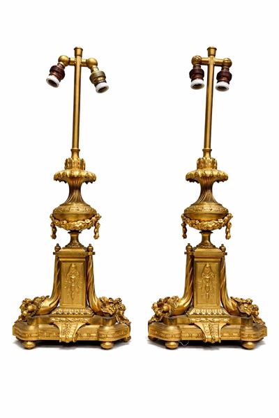 Francia, Napoleone III, Coppia di basamenti con balaustro centrale e cornucopie laterali (fine XI...