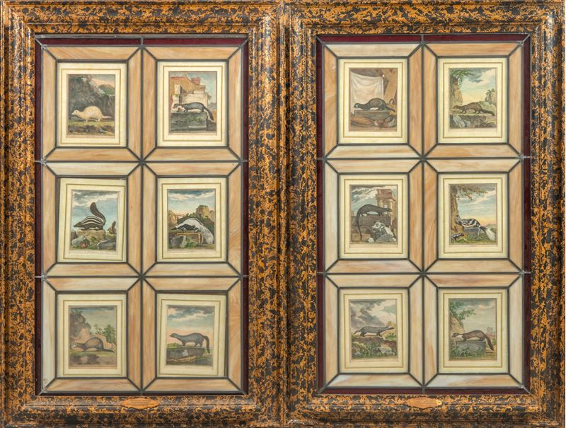 Due grandi pannelli con 6 incisioni ciascuno