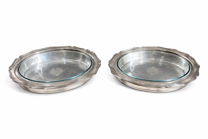 Coppia di pirofile, XX secolo, con contenitore interno in vetro Pyrex