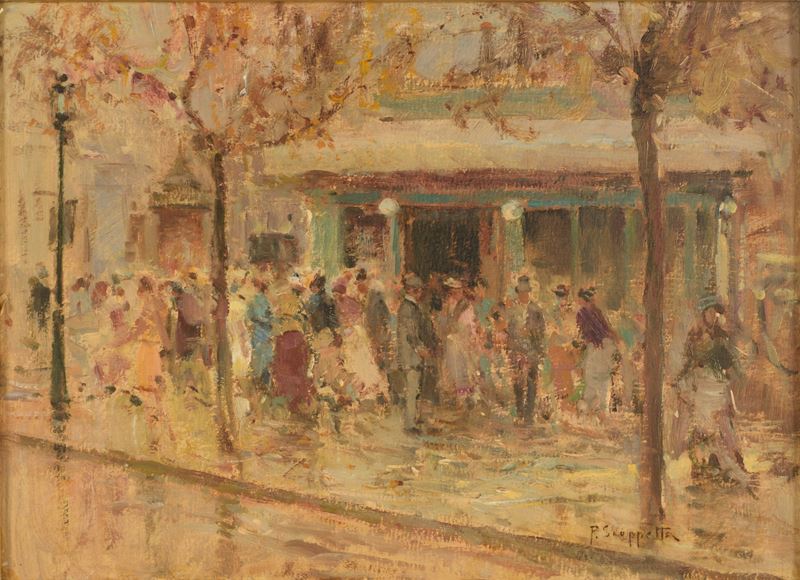 Pietro Scoppetta - Parigi - olio su carta applicata su cartone