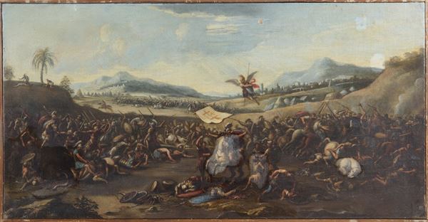 Antonio Calza - Scontro armato con vessillo cristiano