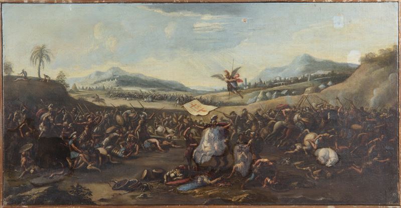 Scontro armato con vessillo cristiano