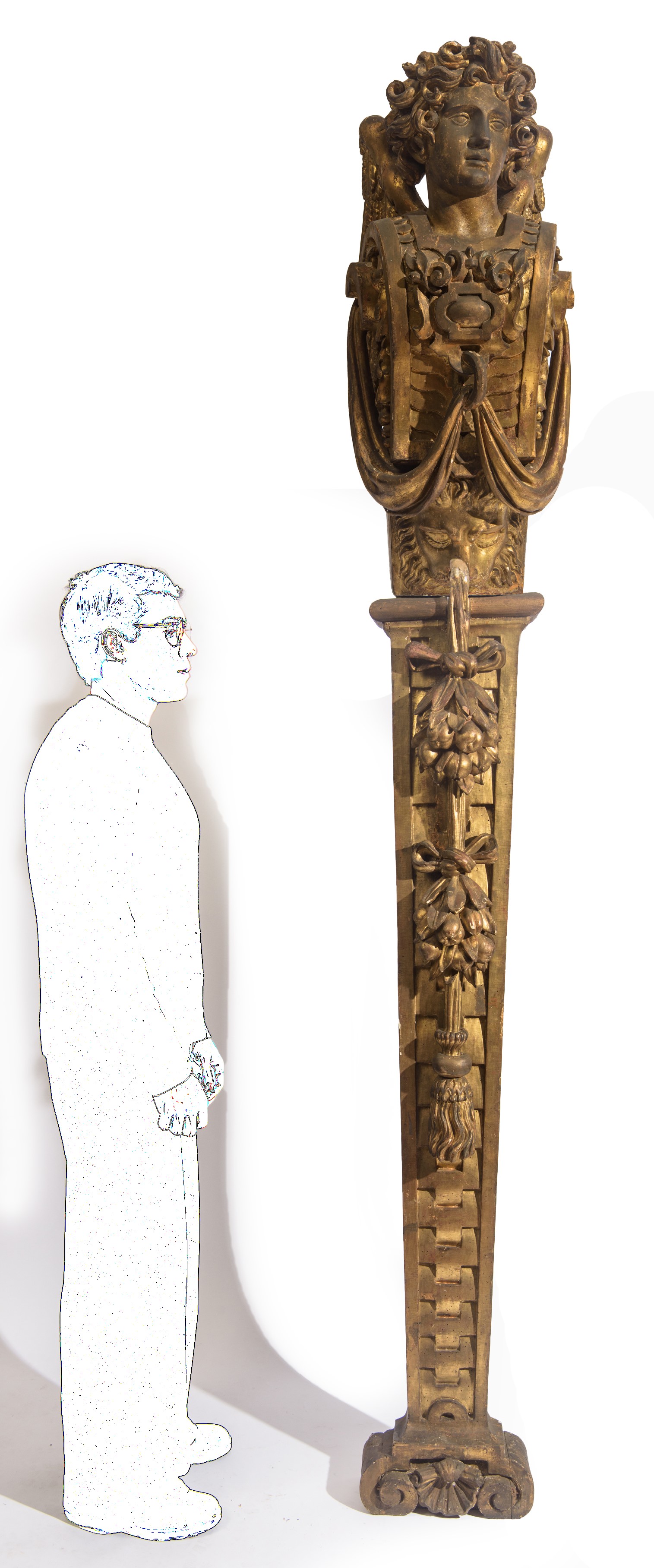 Imponente coppia di telamoni architettonici