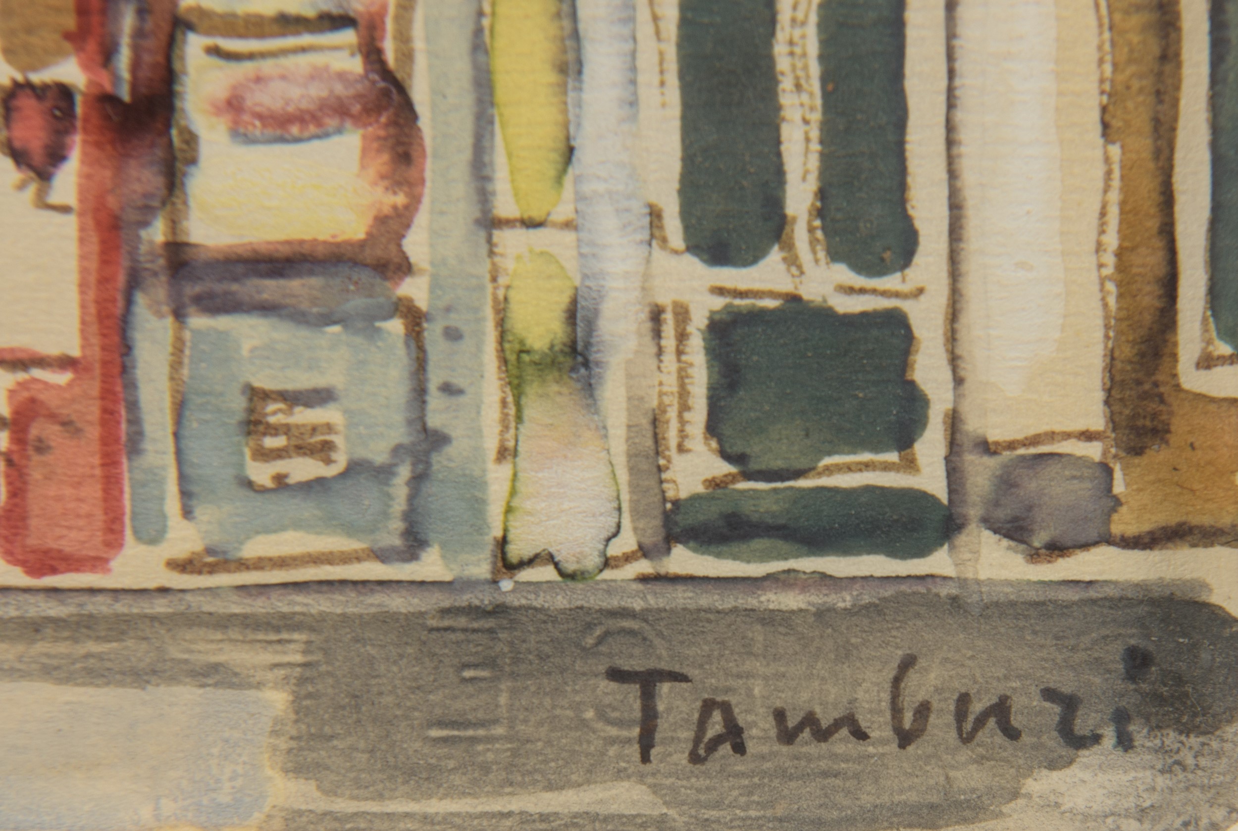 Orfeo Tamburi - Due acquarelli su carta: Finestre; Montparnasse